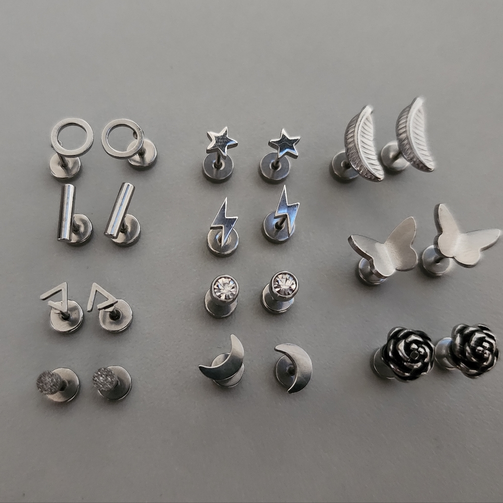 11 pairs stainless steel earring set